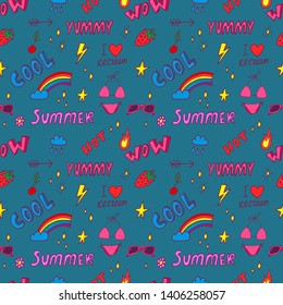Summer pop art seamless pattern