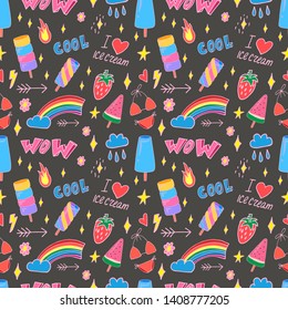 Summer pop art seamless pattern