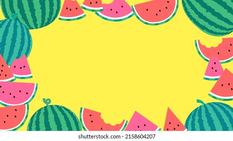 Marco de diseño plano de pop de verano con muchas sandías.
