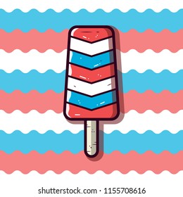 Summer popsicle with clean and flat vector illustration style.