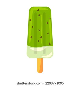 Summer Popsicle. Tropical cocktail, flamingo, Hawaiian flower, fruits, ice cream, watermelon isolated on white. Vector illustration