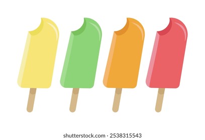 Paletas de helado de verano, helados de frutas coloridas Ilustración vectorial