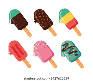 Summer popsicles isolated vector illustration