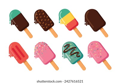 Summer popsicles isolated vector illustration