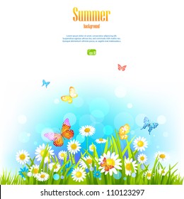 Summer positive floral background with space for text.