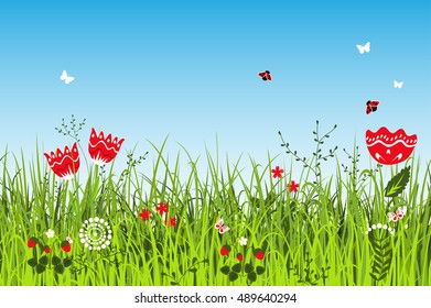 Summer positive landscape. Meadow vector