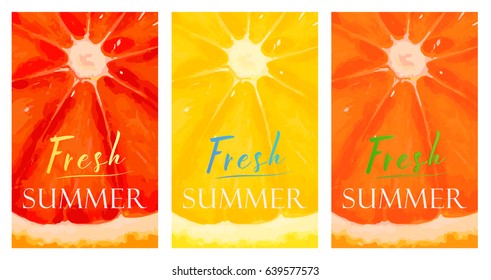 Summer postcard with citrus fruit.Vector illustration.