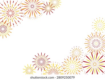 A summer postcard featuring charming orange-colored fireworks.