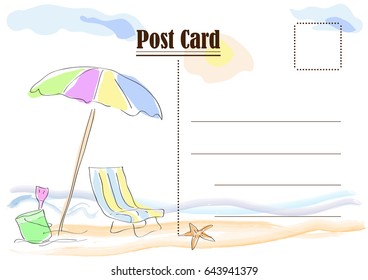 Summer postcard. Vector drawing abstract beach