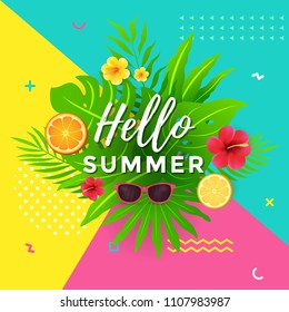 Summer Poster with Abstract Geometric Design