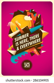 Summer poster with abstract illustration. Vector illustration.