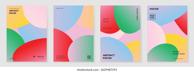 Summer poster background vector set. Minimalist cover template with geometric shape. Ideal design for social media, banner, summer season card.
