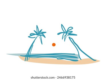 Summer poster banner with summer sand and beach scene design background