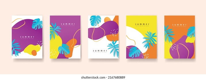 Summer poster banner template for promotion with abstract background