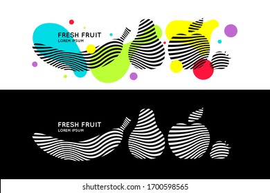 Afiche de verano. Pancarta brillante con fruta en un fondo abstracto. Ilustración vectorial.