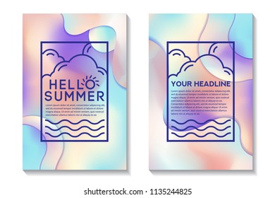 Summer Poster With Bright Gradient Background. Abstract Design Cards Perfect For Prints, Flyers, Banners, Invitations And Special Offer.