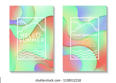 Summer Poster With Bright Gradient Background. Abstract Design Cards Perfect For Prints, Flyers, Banners, Invitations And Special Offer.