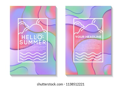 Summer Poster With Bright Gradient Background. Abstract Design Cards Perfect For Prints, Flyers, Banners, Invitations And Special Offer.