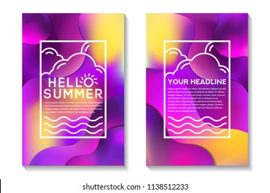 Summer Poster With Bright Gradient Background. Abstract Design Cards Perfect For Prints, Flyers, Banners, Invitations And Special Offer.