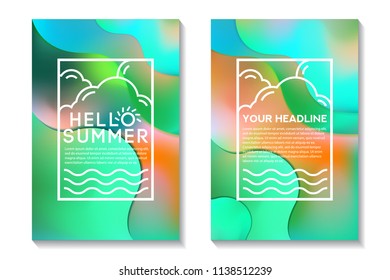 Summer Poster With Bright Gradient Background. Abstract Design Cards Perfect For Prints, Flyers, Banners, Invitations And Special Offer.