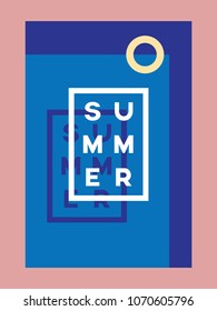 Summer poster or card vector template with swimming pool and typography. Eps10 vector illustration.