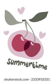 Summer poster with cherry and hand written text