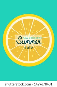 Summer poster composition with big lemon.
