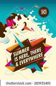 Summer poster design with abstraction. Vector illustration.