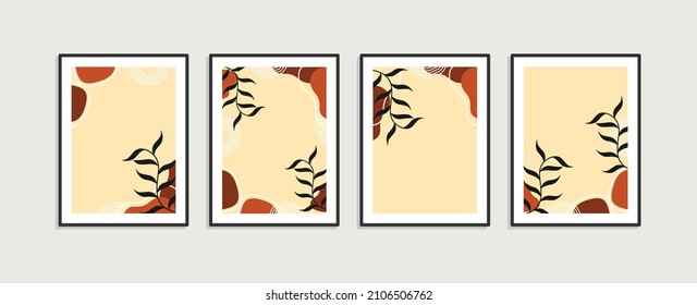 Summer poster element for interior design of office, dinning, and bed room. Wall art design. Canvas painting for the rooms. Tropical leaves background. 