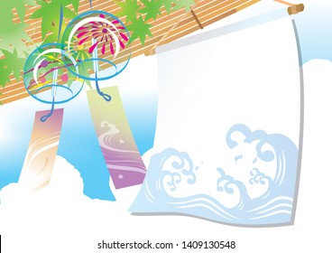 Summer poster with flags flying in the wind