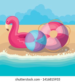 summer poster with flemish float in the beach