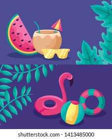 summer poster with float flemish and icons