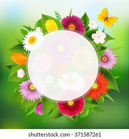 Summer Poster With Flowers With Gradient Mesh, Vector Illustration