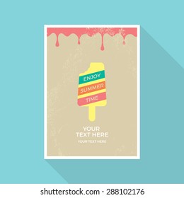 Summer poster with ice-cream template. Vector illustration.