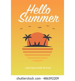 Summer poster illustration. Summer party, Beach party