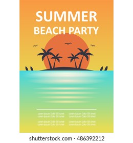Summer poster illustration. Summer party, Beach party