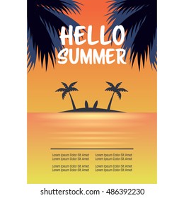 Summer poster illustration. Summer party, Beach party