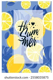 Summer poster lemon slices decor classical design