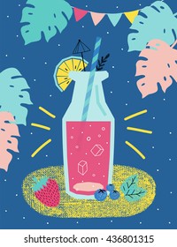 Summer poster with lemonade
