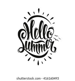 Summer poster, lettering, freehand drawing