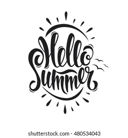 Summer poster, lettering, freehand drawing