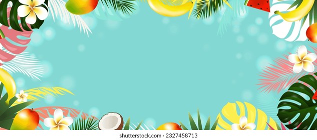 Summer Poster With Palm Leaves With Gradient Mesh, Vector Illustration