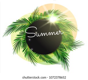 Summer poster. Summer palm leaves vector
