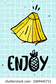 summer poster with pineapple and hand drawn lettering
