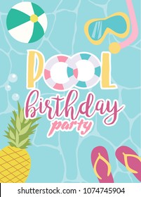 Summer poster for pool party or beach party, invitation for birthday party. Vector illustration