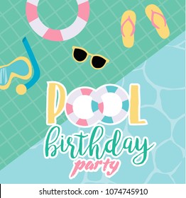 Summer poster for pool party or beach party, invitation for birthday party. Vector illustration
