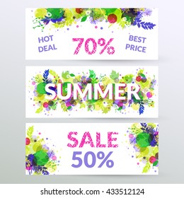 Summer poster, sale web banner, hot deal  for ad. Vector illustration.