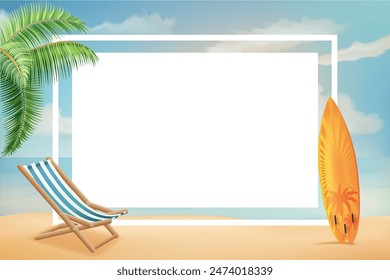 summer poster with sea beach and sunny sky stock vector illustration