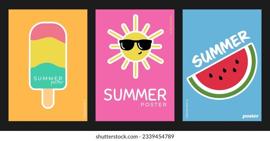 Summer poster set compatible with A3 and A4 ratios and summer colors