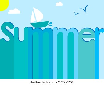  summer poster with the ship, EPS10